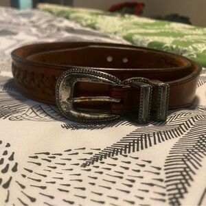 Brighton Brown Leather Belt with Silver Accents